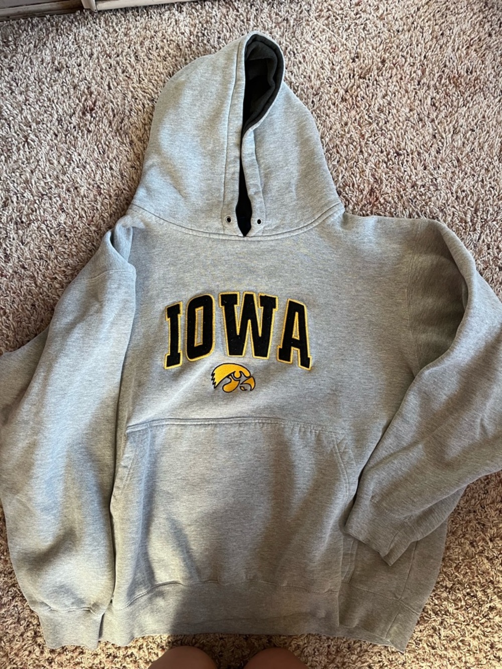 Team Apparel Iowa Gray and Black Pullover Hoodie with Yellow Logo